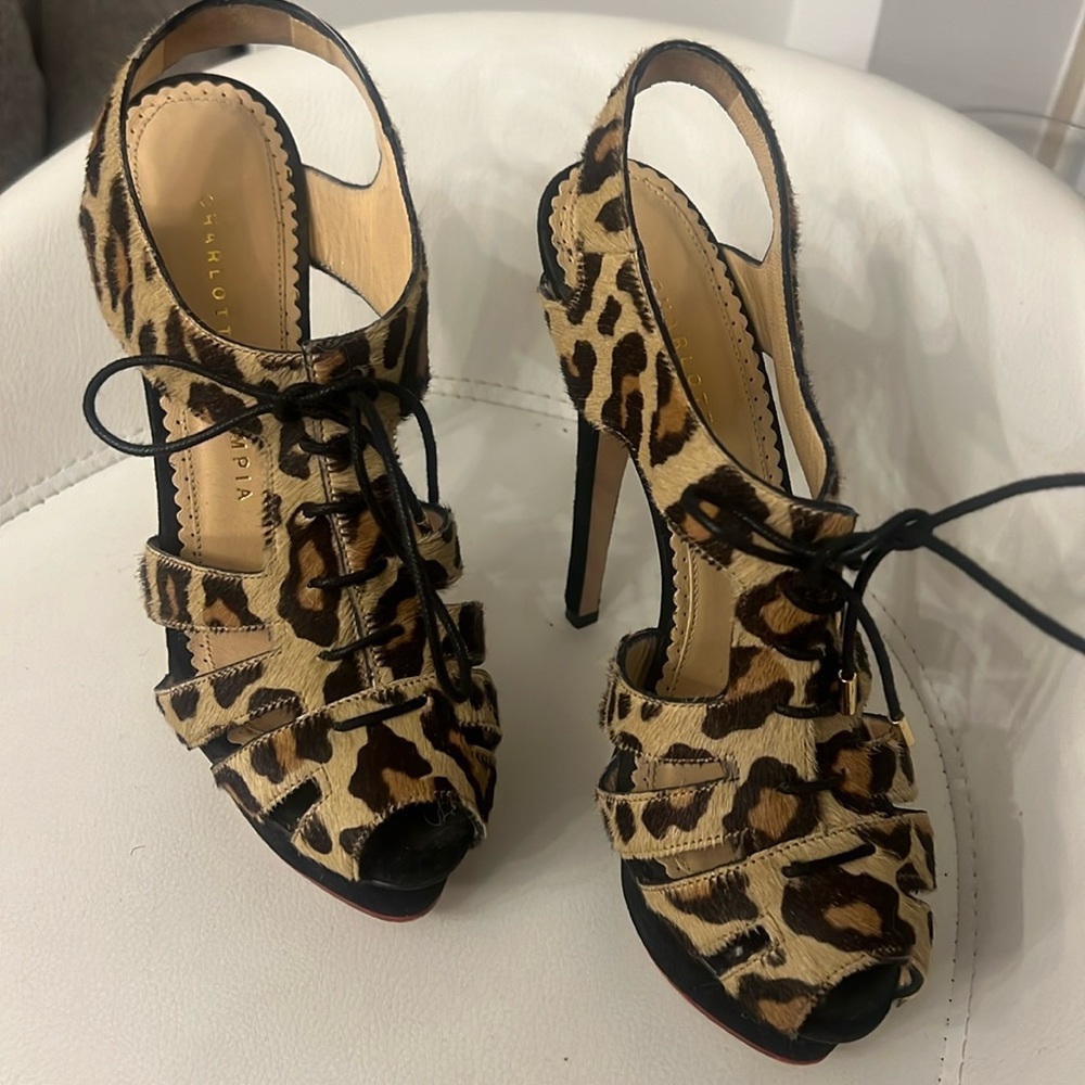 Charlotte Olympia cut out pony hair platforms